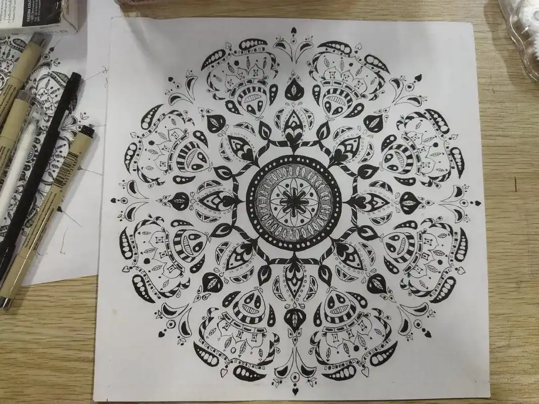 黑白风格#图案设计#纹样设计#绘画#美术生#临摹与原创 # - 抖音