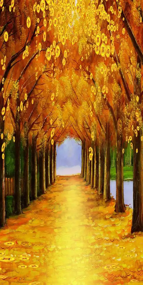 金色树林钱路玄关图