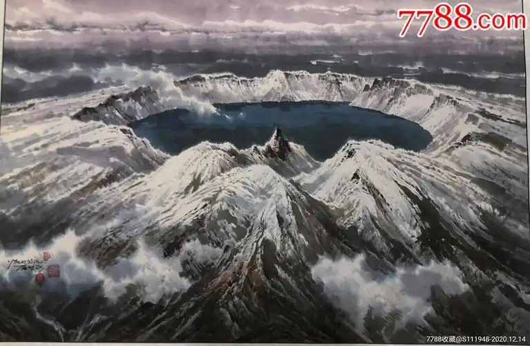 朝鲜画长白山天池9