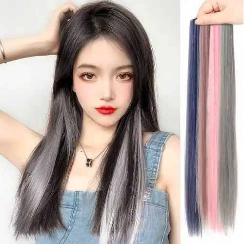 假发片挂耳染彩色挑染假发贴片lisa同款隐形无痕一片式直发接发片