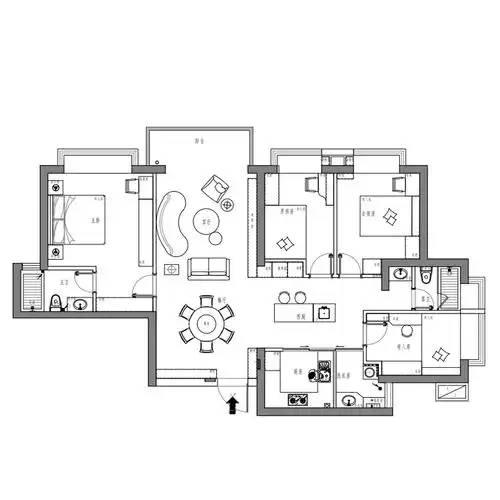 159平四居室户型图