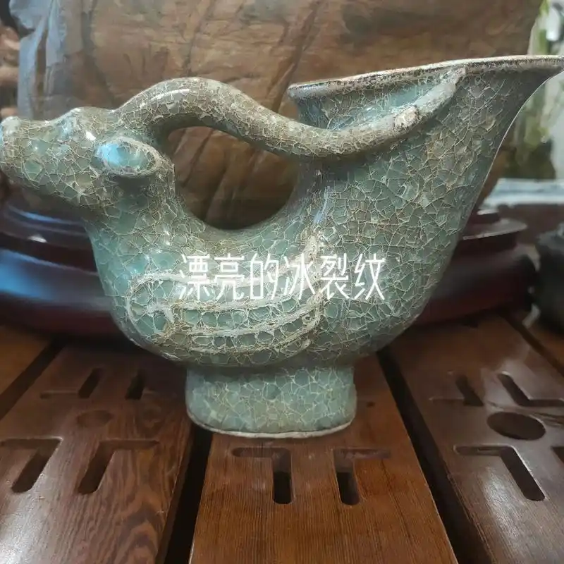 宋代官窑#冰裂纹#青瓷#兽首杯#高古瓷 - 抖音