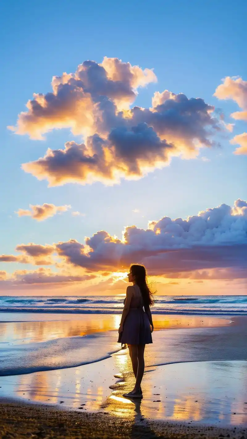 那就不要错过这组海边女生背影的壁纸啦!