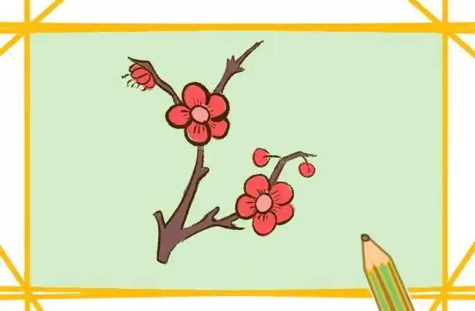 儿童画梅花简笔画教案儿童简笔画-梅花树梅花儿童画怎么画梅花简笔画