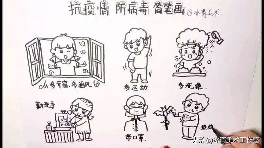 防疫病毒画报防疫病毒简笔画防疫病毒简笔画怎么画新型冠状病毒画画简