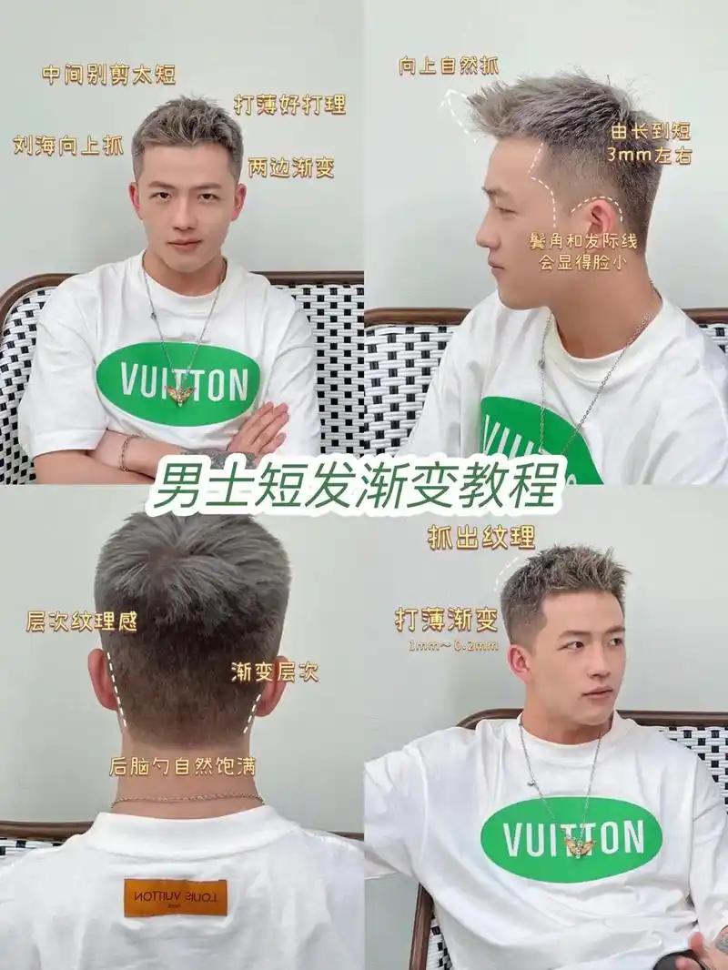 男生发型|男士短发渐变教程 98夏天到了,想染一下头发,改变 - 抖音