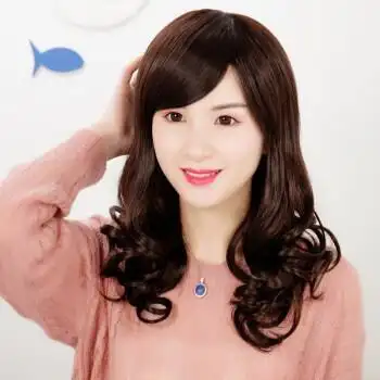 2022新款 百丝堂假发女长发斜刘海长卷发大波浪全头套时尚女士中长