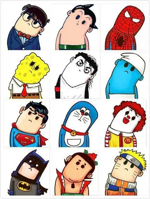 歪头可爱卡通简笔画