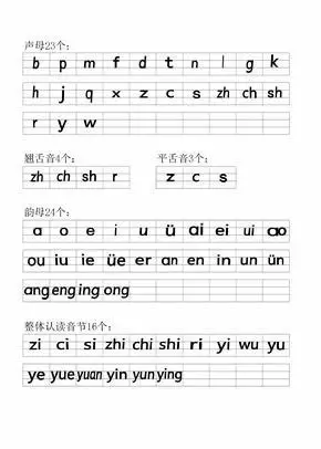 幼儿园大班幼儿拼音字母表