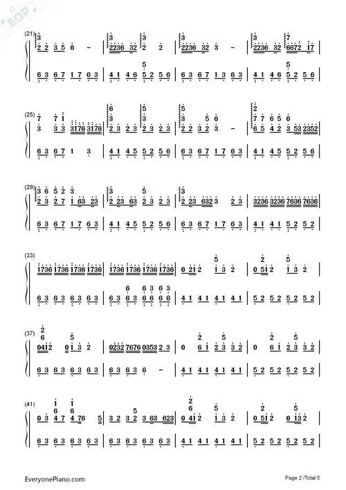 luv letter-c调版双手简谱预览2