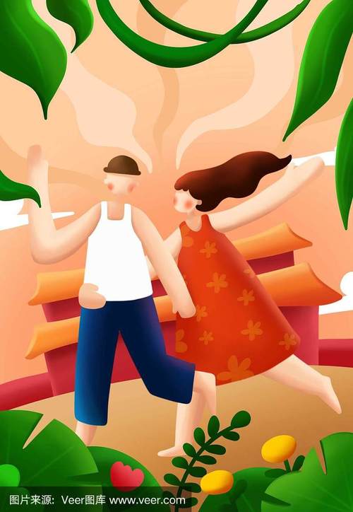 原创春游踏青情侣