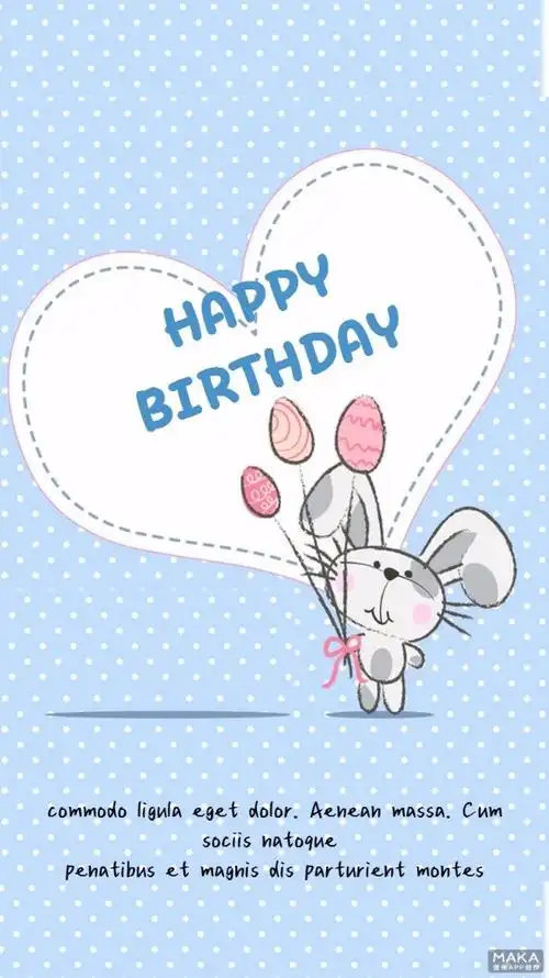 兔子卡通生日贺卡