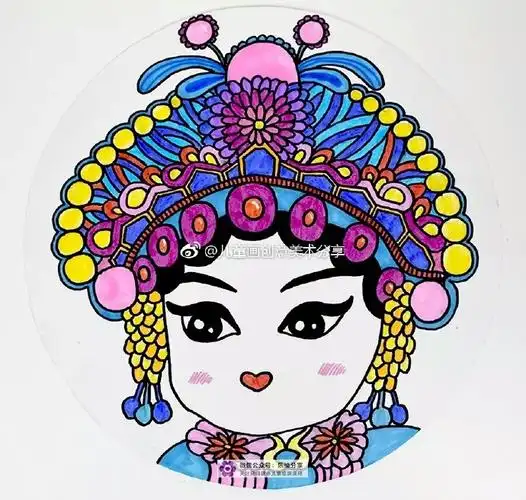 京剧人物点击查看详细教程 来自儿童画创意美术分享 - 微博