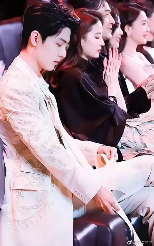 肖战绝对是唯一一个不偷看刘亦菲的男艺人了,不出意外他也是看着