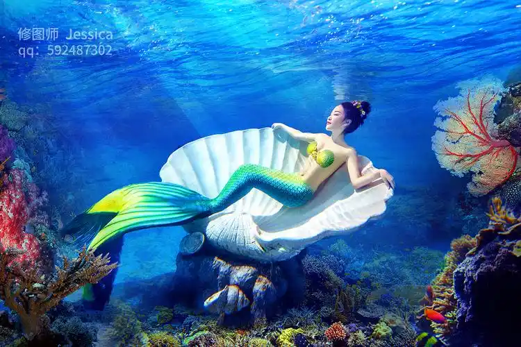 美人鱼水底拍摄海精灵
