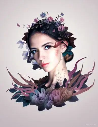 抽象花朵人物肖像 创意海报