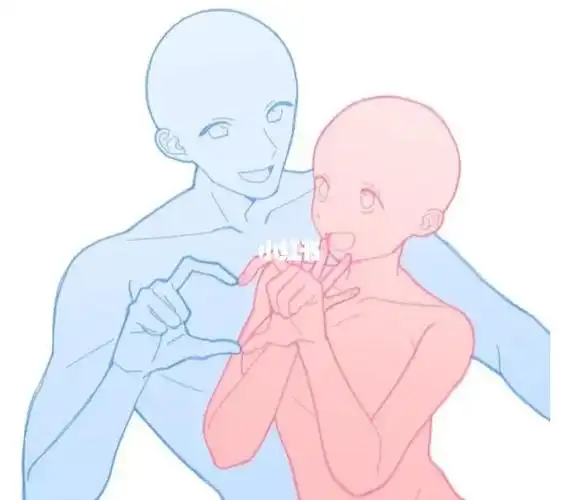 绘画素材情侣双人甜蜜互动素材60