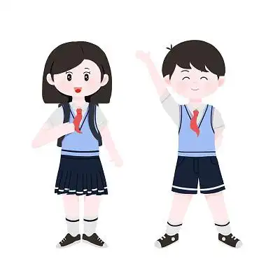 卡通小学生元素png开学同学校服