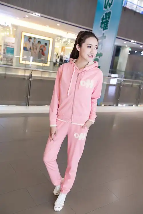 1098实拍2017新款女装卫衣春秋时尚韩版长袖运动服三件套休闲套装