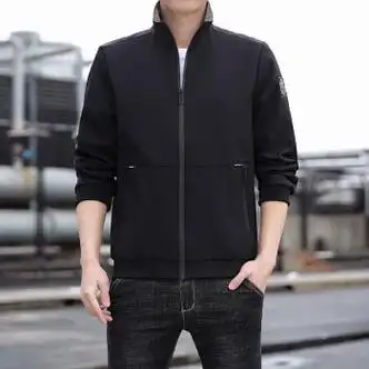 nasalike夹克男春秋季新款学生长袖立领帅气搭配韩版潮流男黑色m