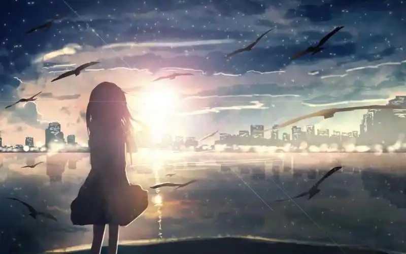 动漫世界中的孤独背影