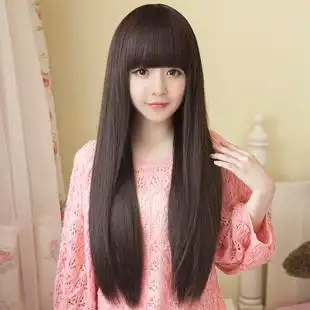 假发女长直发 气质黑长发 齐刘海蓬松自然甜美可爱假发套女士发型