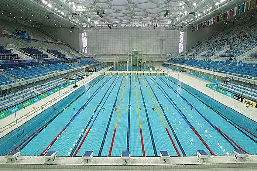 北京奥运场馆--水立方内景北京奥运场馆--水立方内景室内,游泳池鲜明
