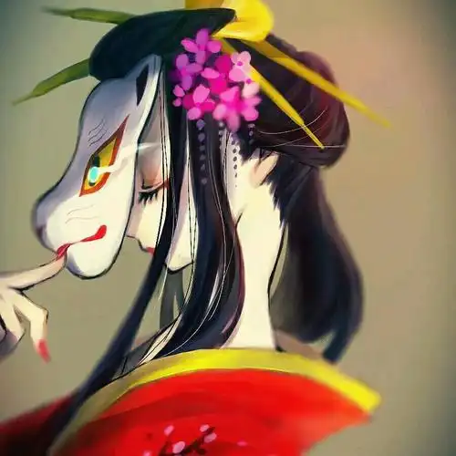 古风和服女生头像面具黑发