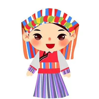 怒族民族服饰q版卡通人物少数民族服装png素材卡通少数民族人数