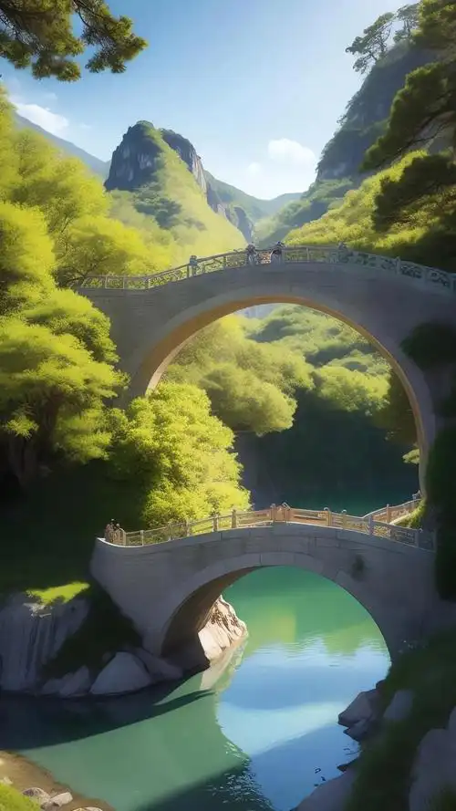 唯美风景壁纸图片 青山绿水 桥