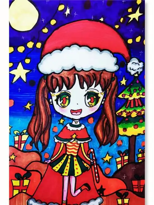 910岁自由创作圣诞动漫人物作品