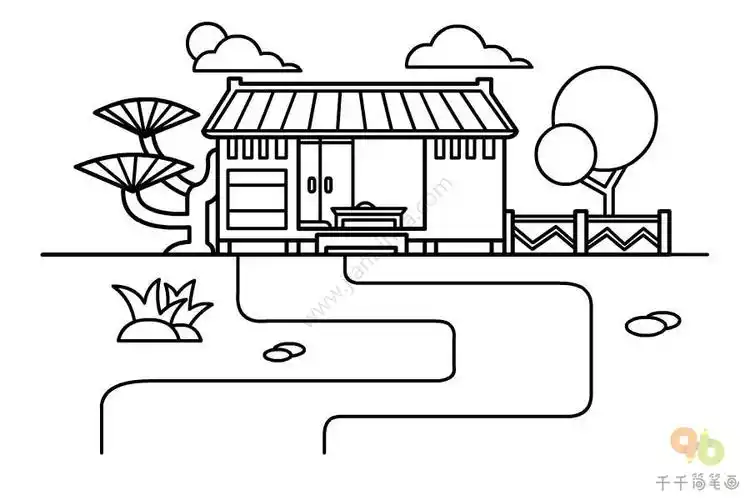 古镇简笔画图片