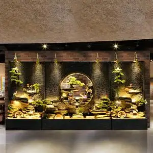 001人付款淘宝中式水幕墙流水假山喷泉室内公司会所背景墙招财开业