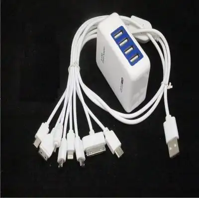 一拖八万能充电数据线安卓 多口usb充电器头乐视手机充电线多头2a