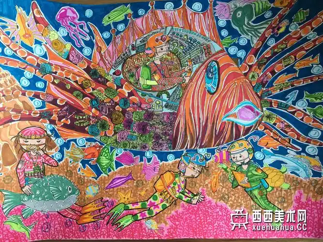 二等奖中学生获奖科幻画《未来海底世界》欣赏