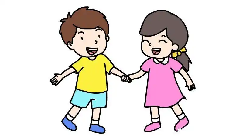 两个小朋友手牵手简笔画步骤