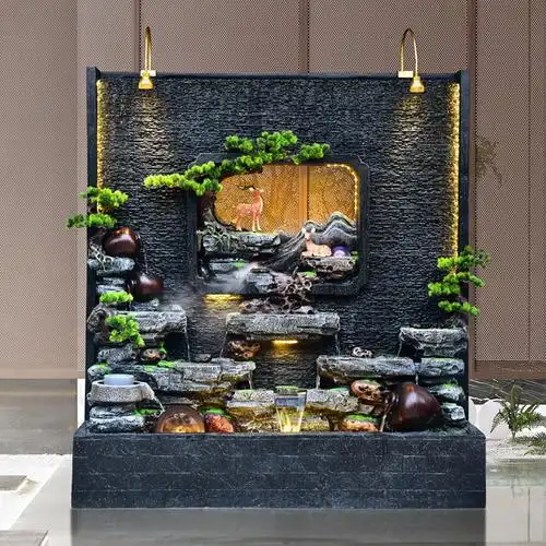 水幕墙流水墙假山喷泉流水屏风摆件隔断循环水水景鱼池大景观落地