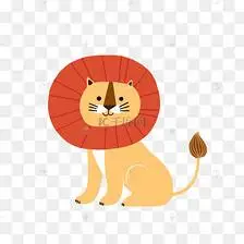 手绘卡通小狮子png素材