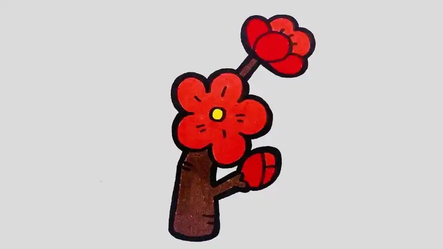 儿歌多多儿童简笔画,梅花,宝宝来画冬天雪地里面的漂亮梅花