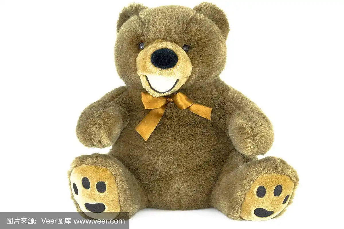 经典的棕色泰迪熊孤立在白色