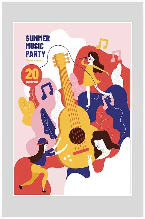 创意质感插画音乐吉他海报设计