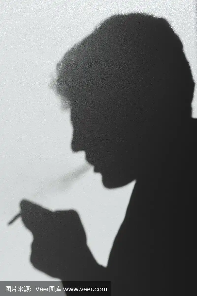 吸烟的男人的影子,抽烟的年轻人,概念抽象的背景