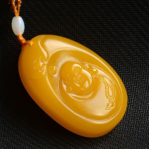 玉佛黄龙吊坠黄玉弥勒佛笑佛玉和田祝福挂件颈饰