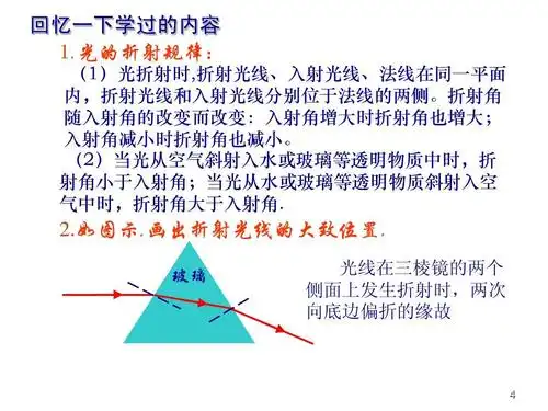 玻璃 光线在三棱镜的两个 侧面上发生折射时,两次 向底边偏折的缘故