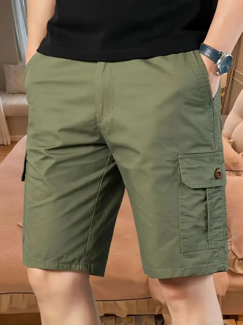 夏季男纯棉休闲中裤子