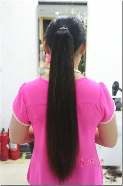 洗好吹干长发后齐根一刀剪下-老高348#(6)