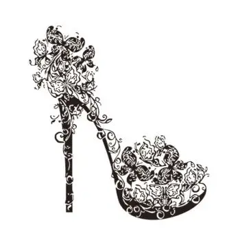 phialee 墙贴 漂亮个性高跟鞋抽象墙贴 女孩卧室贴画 黑色 50.5*57cm