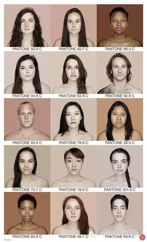 在这个系列中有各种不同肤色标准照片,不同人种的肤色是有非常大的