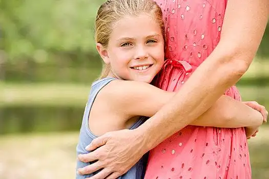 女孩,搂抱,女人,腰部