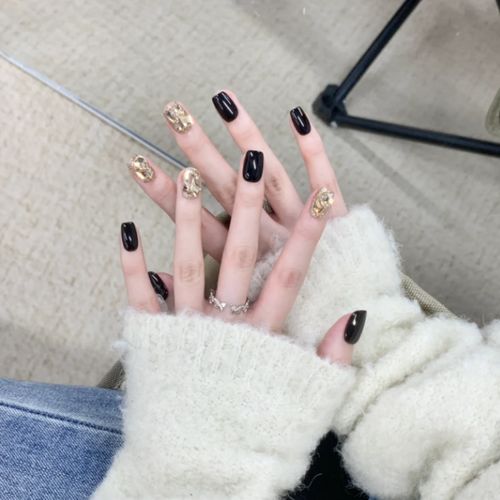 美甲冬季纯手工短款堆钻暗黑系光疗甲星空魅影假指甲片新款穿戴式